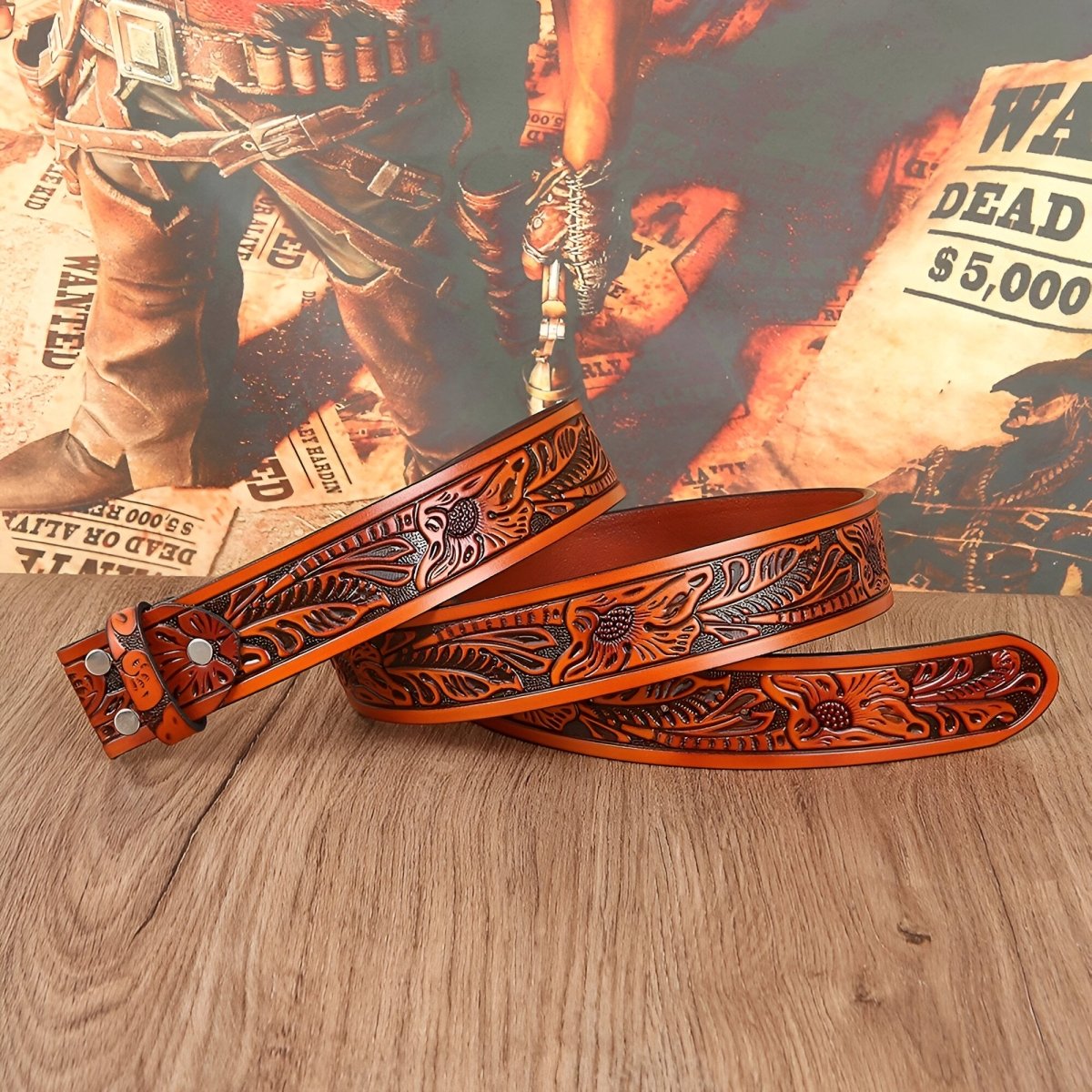 Strap Of Belt 3 8 Cm In Leather Texture Aux Motifs Florales For Buckles Interchangeables Model Peytone by Zictor