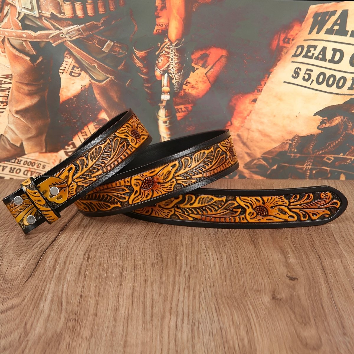 Strap Of Belt 3 8 Cm In Leather Texture Aux Motifs Florales For Buckles Interchangeables Model Peytone by Zictor