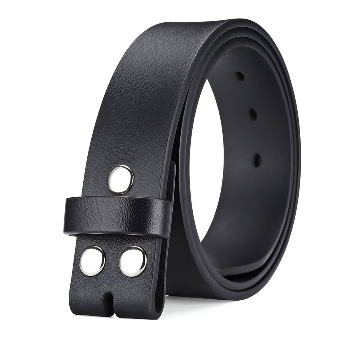 Strap of belt 3.8 cm, in leather uni, fixation par boutons pression, for buckles interchangeables, model Dakotah - Zictor