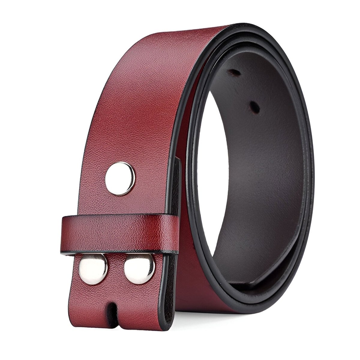Strap of belt 3.8 cm, in leather uni, fixation par boutons pression, for buckles interchangeables, model Dakotah - Zictor