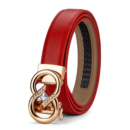 Belt auBerkeRayyanyatique in leather grainé with buckle infini and strass, model Tegan - Zictor