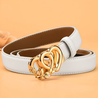 Belt auBerkeRayyanyatique in leather to buckle double coeur for women, model KiChen - Zictor