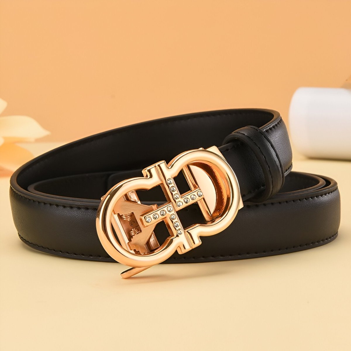 Belt In Leather TO Buckle Golden Omega Model Ole by Zictor