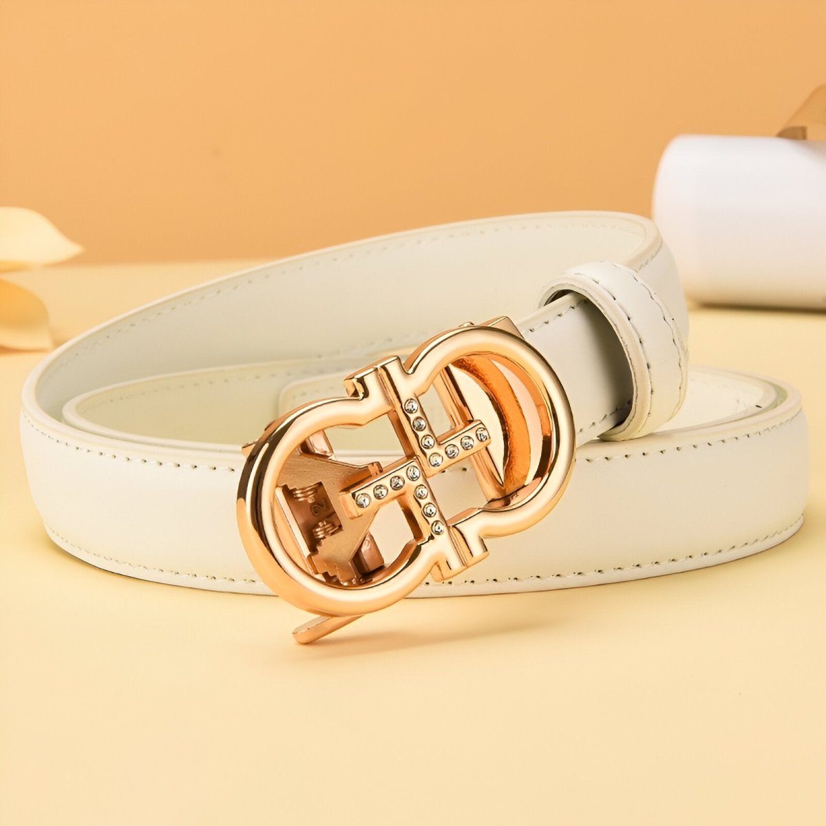 Belt In Leather TO Buckle Golden Omega Model Ole by Zictor