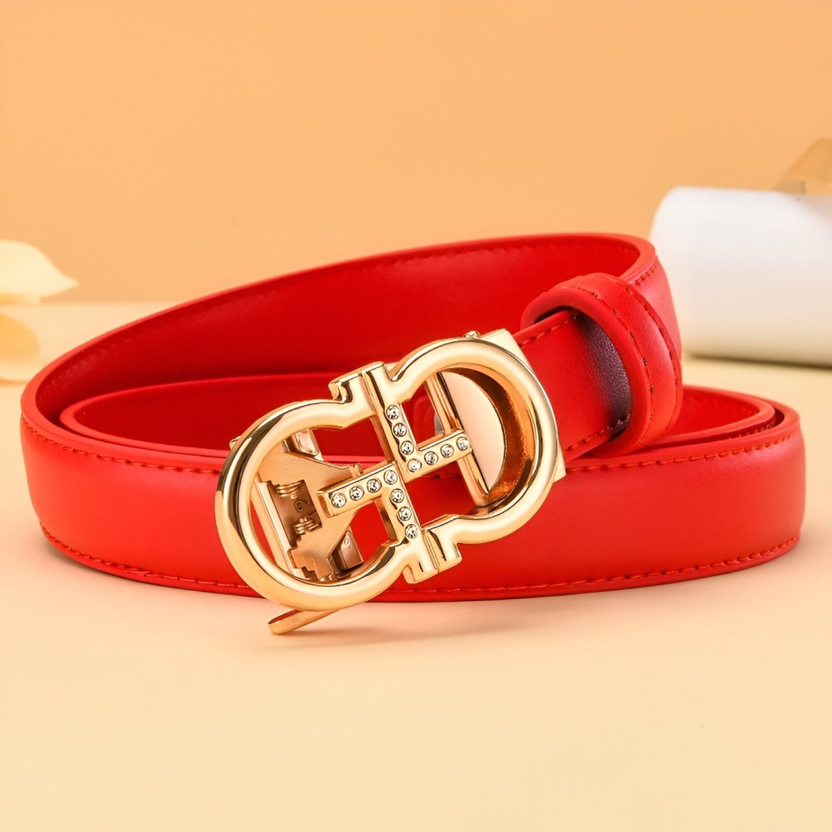 Belt In Leather TO Buckle Golden Omega Model Ole by Zictor