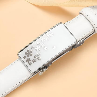 Belt auBerkeRayyanyatique in leather with buckle fleurie, model Nhi - Zictor
