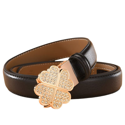 Belt Rose Gold Clover Buckle Crystals - Model Canyon