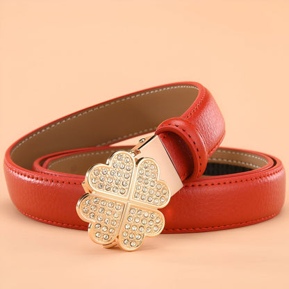 Belt auBerkeRayyanyatique in leather with buckle trèfle to strass, model Canyon - Zictor