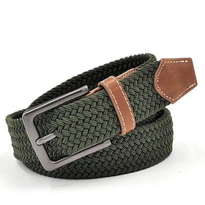 Khaki Woven Elastic Belt For Men Casual - Model Jiho