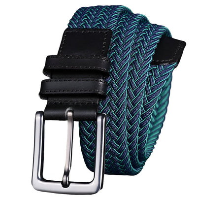 Blue Braided Elastic Belt For Men Casual - Model Monroe