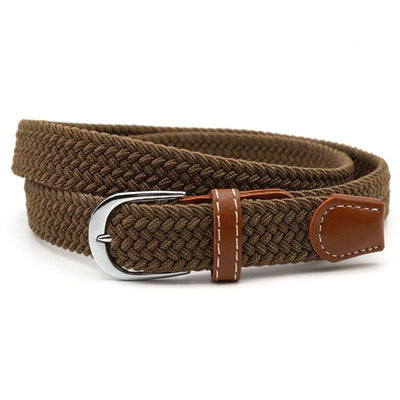 Brown Braided Woven Elastic Belt For Women - Model Hilal