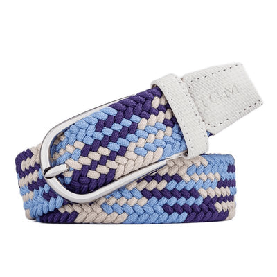 Elastic Belt for Women Braided Blue Burgundy - Model Reese