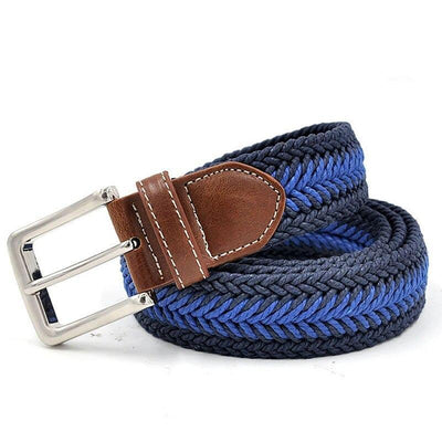 Blue Braided Belt For Men With Silver Buckle - Model Quest