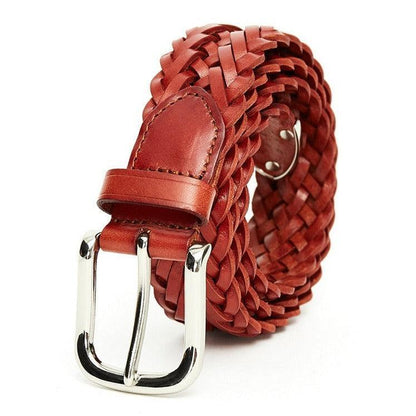 Belt braided in leather, model Dru - Zictor