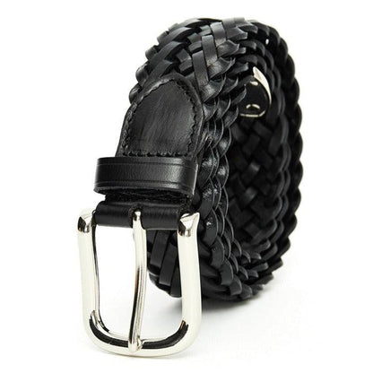 Belt braided in leather, model Dru - Zictor
