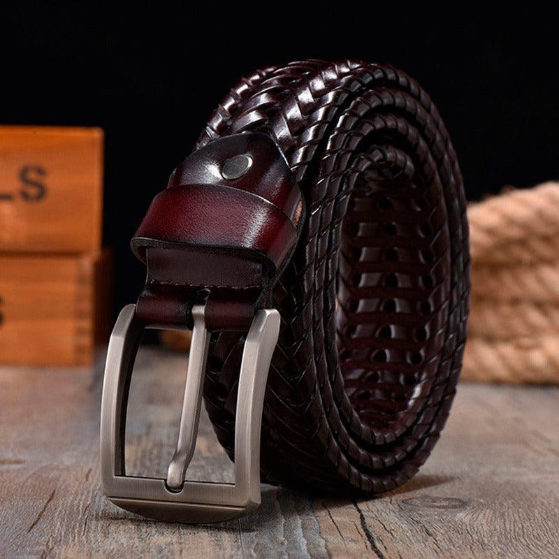 Belt braided in leather, model Hanh - Zictor