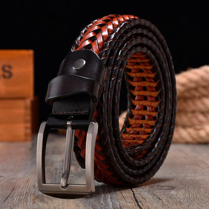 Belt braided in leather, model Hanh - Zictor