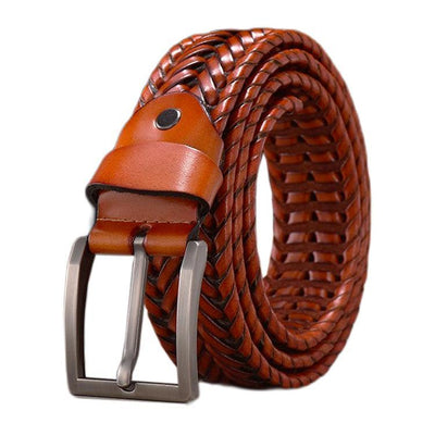 Cognac Braided Belt for Men Casual - Model Hanh