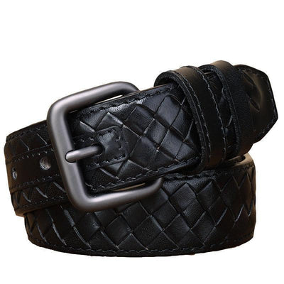 Braided Belt Prong Buckle Black - Model Kelsey