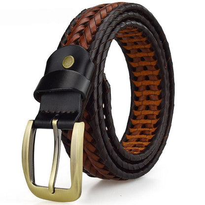 Belt braided in leather, model Minh - Zictor