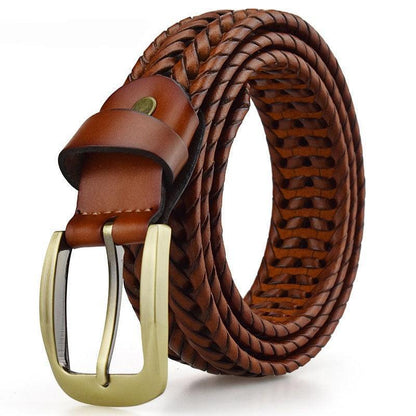Belt braided in leather, model Minh - Zictor