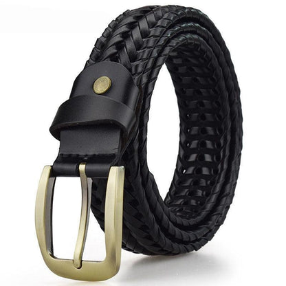 Belt braided in leather, model Minh - Zictor