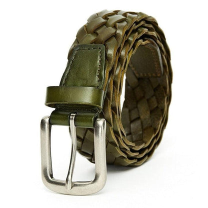 Belt braided in leather, model Noel - Zictor