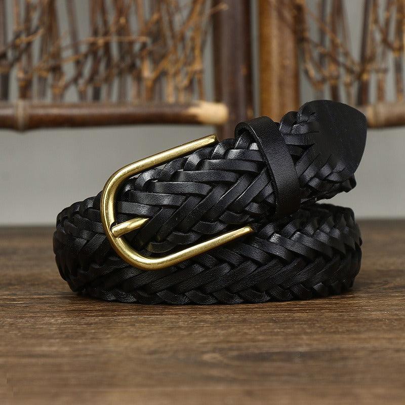 Belt braided in leather, model RiSimranyan - Zictor