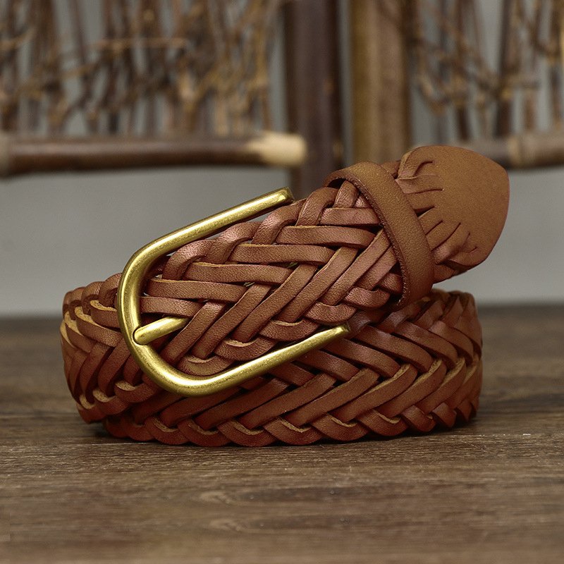 Belt braided in leather, model RiSimranyan - Zictor