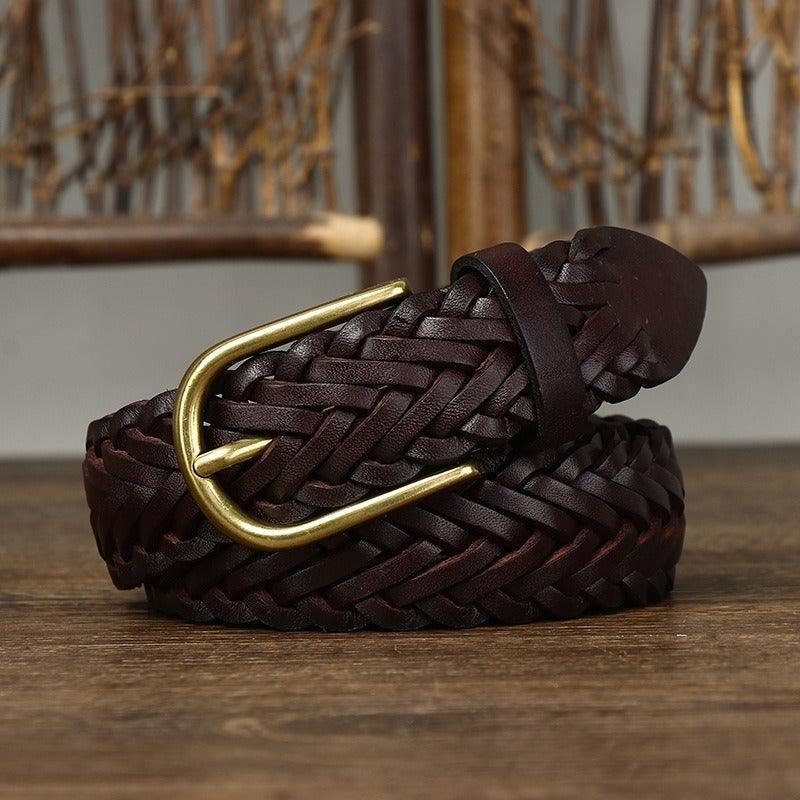 Belt braided in leather, model RiSimranyan - Zictor