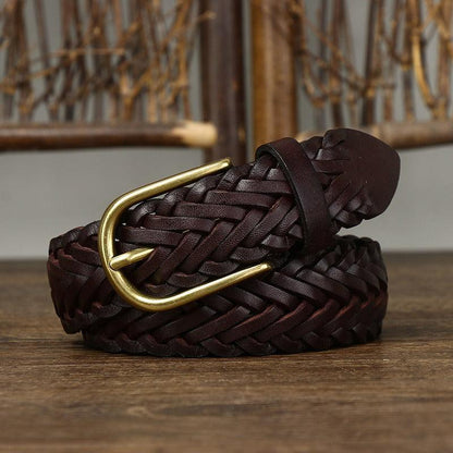 Belt braided in leather, model RiSimranyan - Zictor