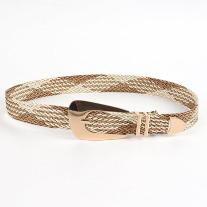 Belt braided to buckle golden, model Jabu - Zictor