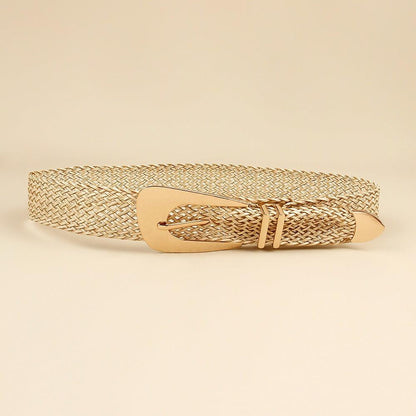 Belt braided to buckle golden, model Jabu - Zictor