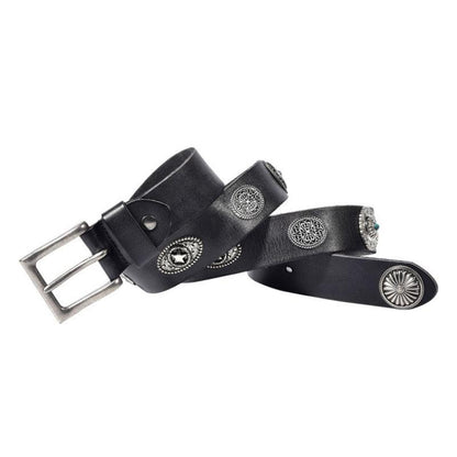 Belt CAydentée for Men leather vieilli and décors, model Jorden - Zictor