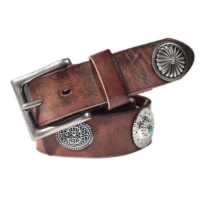 Men's Studded Belt Silver Prong Buckle - Model Jorden