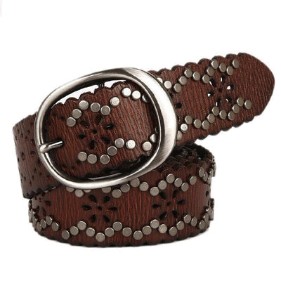 Belt Flower Perforations And Rivets - Model Louu