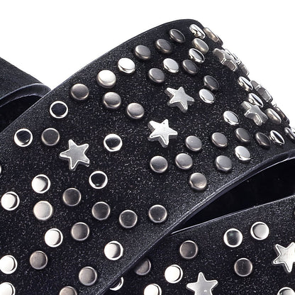 New Fashion Women 39 S Rivet Belts Punk Rock Style Male Belt For Lady Pu Leather Sequins Metal Buckle Wide Metal Star Rivet Bead Rohan by Zictor