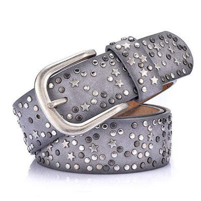 Rivet Belt With Wide Star Studs PU - Model Rohan