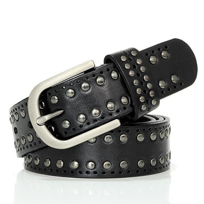 Women Rivet Belt Black With Rivets - Model Oz
