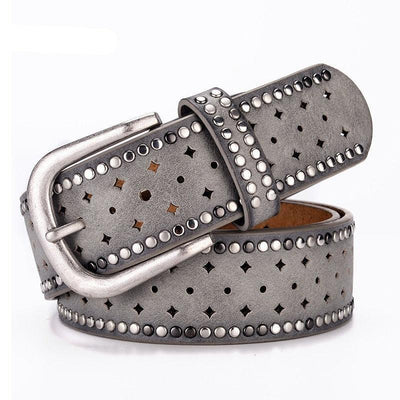Clout Belt With Star Perforations And Rivets - Model Seojin