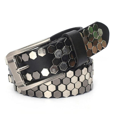 Snake Print Belt For Women Featuring Rivets - Model Hollas