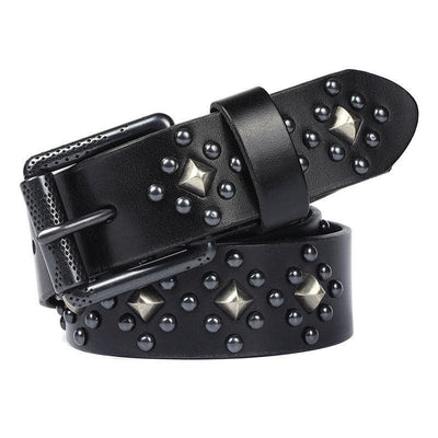 Black Studded Belt For Unisex - Model Kestrel