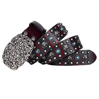 Snake Print Tiger Belt With Studded - Model Ori