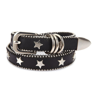 Black Belt With Star Rivets For Women - Model Faris