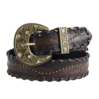 Western Studded Belt With Rhinestone Buckle - Model Murphy