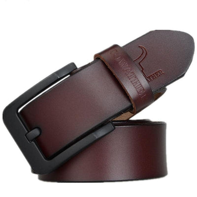 Belt For Men - Black Prong Buckle Strap - Model Silver