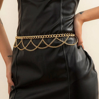 Women's Chain Belt Silver Or Gold Finish - Model Lindsaie