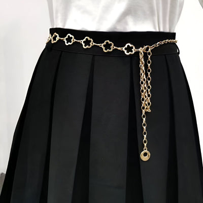 Gold Flower Link Chain Belt for Women - Model Param