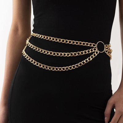 Gold Tone Chain Belt For Women Elegant - Model Rami