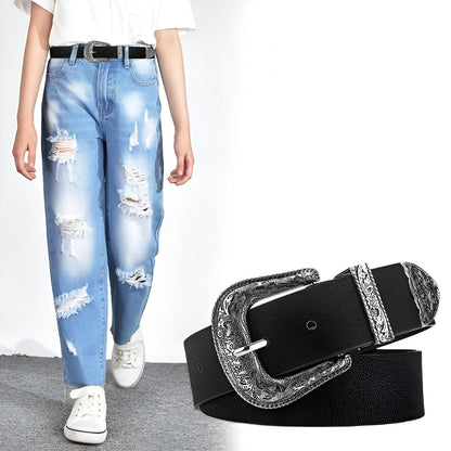 Belt Adjustable For Fille Ou Garcon In Simili Vegan Buckle Western Model Giang by Zictor